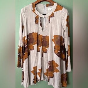 Honey Punch Sz L women’s floral long sleeves cut out overlay rare romper pants